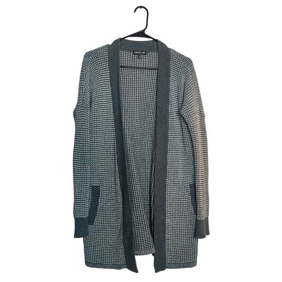 Toad & Co Recycled Denim Waffle Knit Cardigan Sweater Gray Small Long Line - Picture 1 of 13